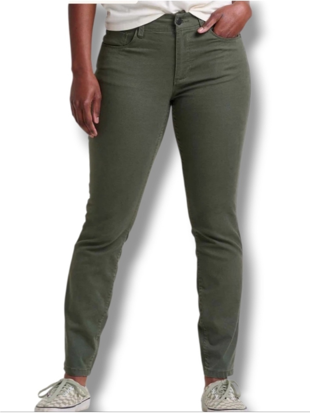 Toad&Co Women’s Earthworks 5 Pocket Skinny Pant Size 8 Beetle Green Hiking EUC
